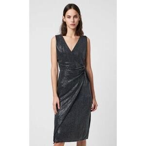 $260 ALLSAINTS Allegra Wrap Shimmer Dress Size 0